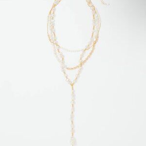 nwt WHITE HOUSE BLACK MARKET pearl and gold convertible necklace